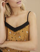 Okergele top lingeriestijl bloemen-luipaardprint I.Code-1