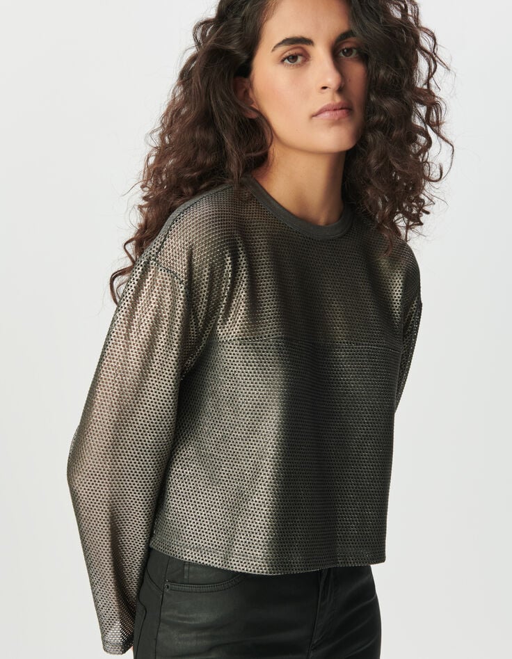 Sweat en résille anthracite Femme-3 Sweat en résille anthracite Femme-3
