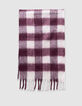 Girls’ burgundy fringed scarf with white XL checks-4