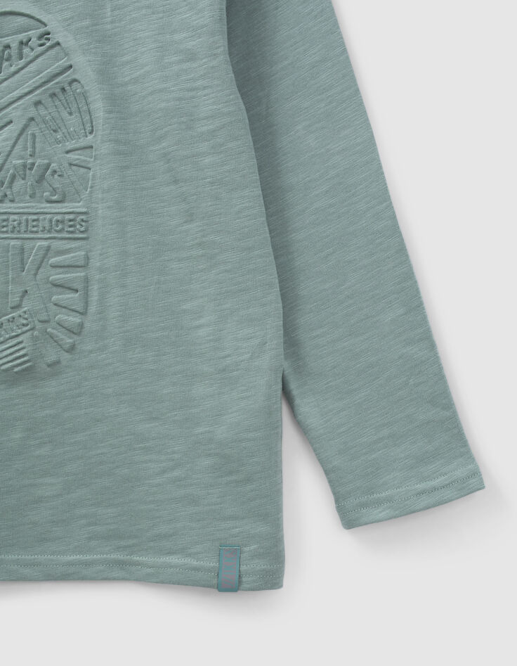 Boys&rsquo; green T-shirt with embossed footprint-4