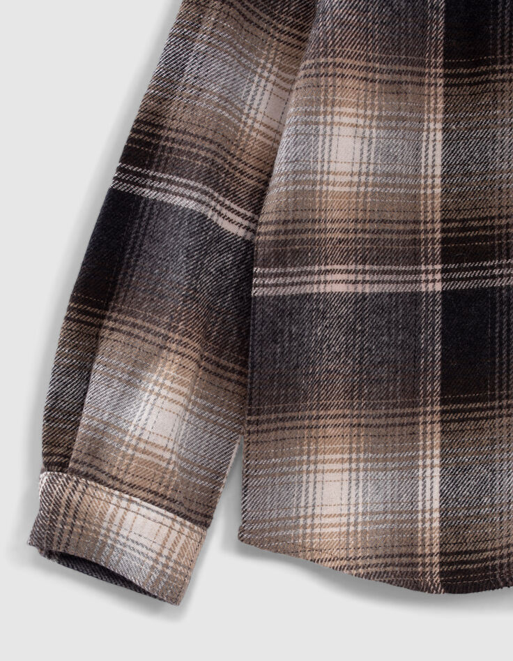 Chemise grise &agrave; carreaux en flanelle gar&ccedil;on -5