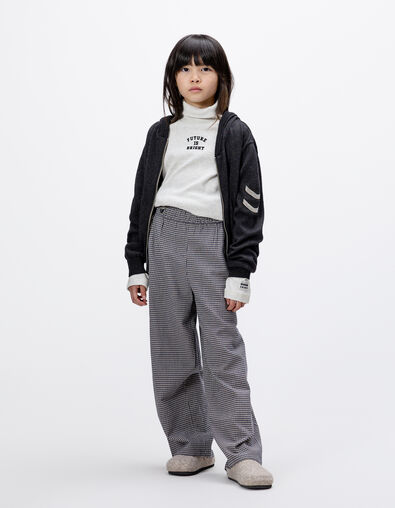 Girls’ navy gingham trousers with ruffles - IKKS