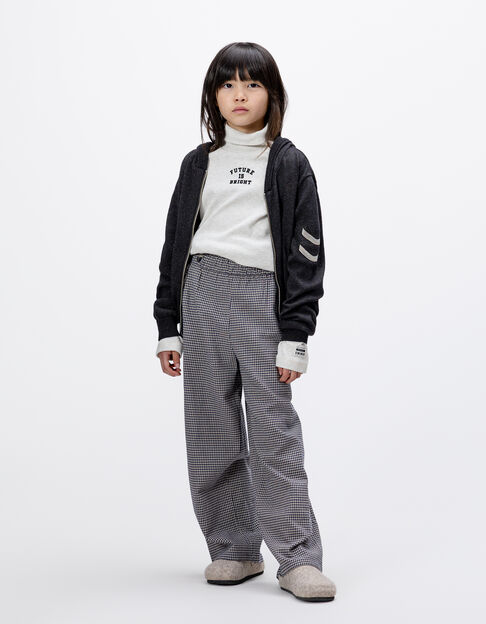Girls’ navy gingham trousers with ruffles - IKKS