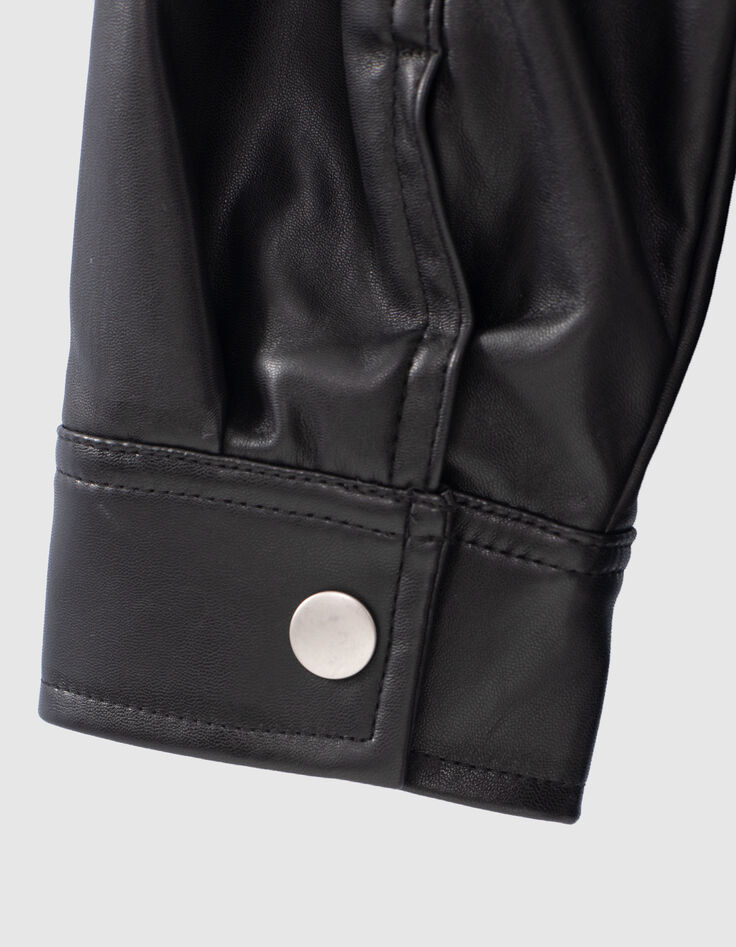 Schwarzes Mädchenoberhemd aus Synthetikmaterial-5