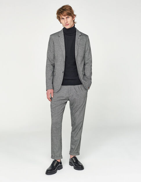 Men’s charcoal tweed trousers with darts
