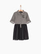Robe-chemise grise en denim et tulle noir fille-3