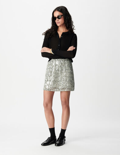 Zilveren pailletten rechte rok Dames - IKKS