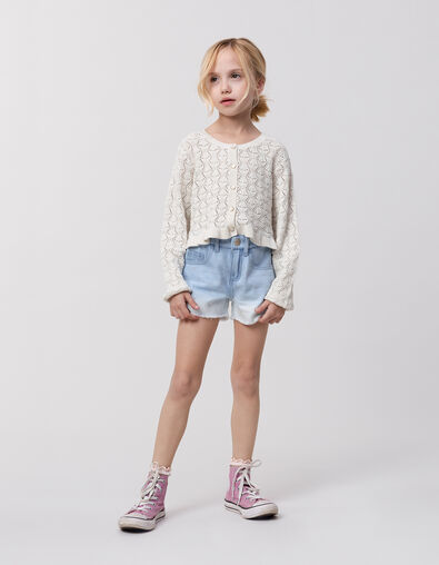 Waterless blue denim shorts with deep dye effect for girl - IKKS