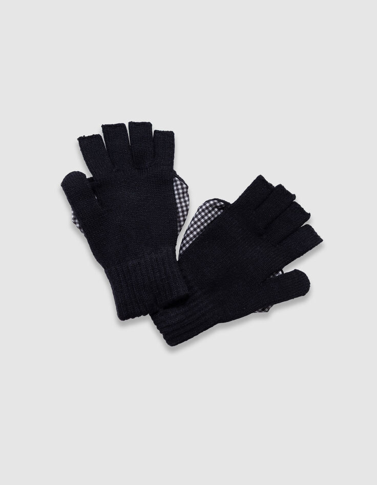 Mitaines noires tricot rabat forme coeur fille-3
