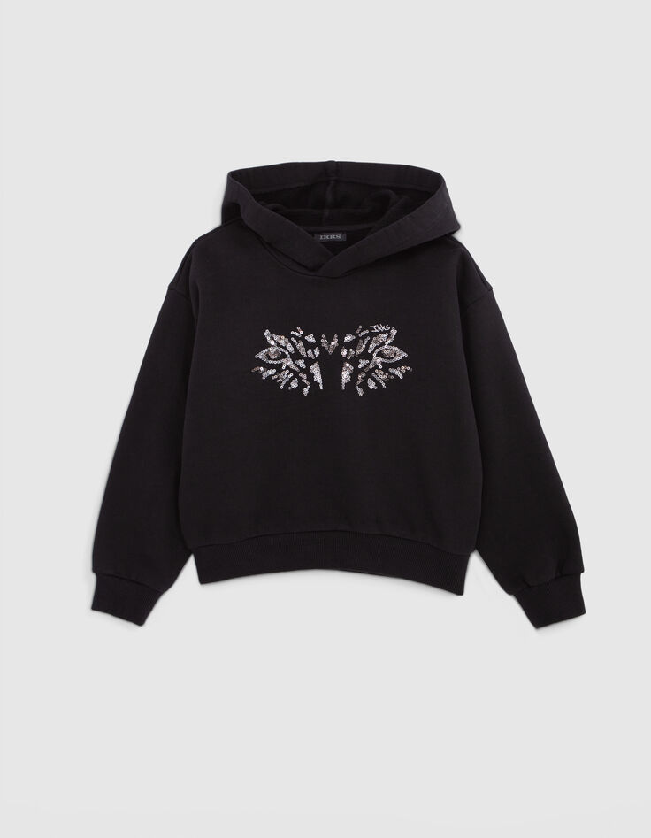 Zwarte sweater luipaardblik, geborduurde lovertjes meisjes-1
