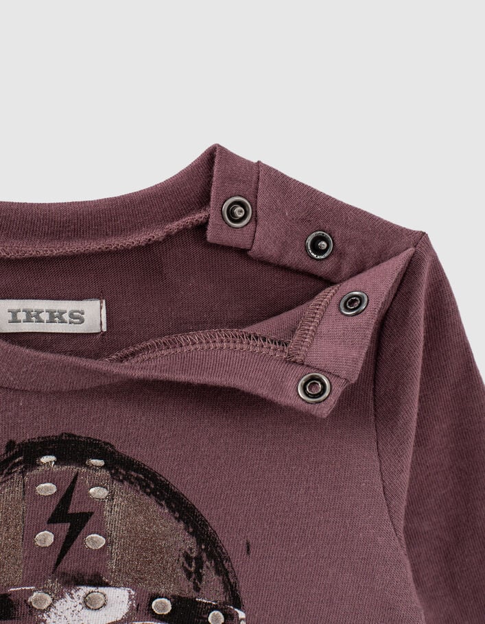 T-shirt dark purple coton bio visuel casque bébé garçon -6