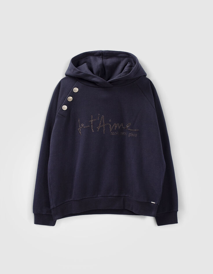 Sweat marine message broderie paillettes Femme-6