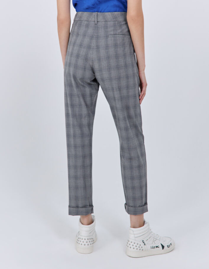 Pantalón slim gris Príncipe de Gales mujer-2