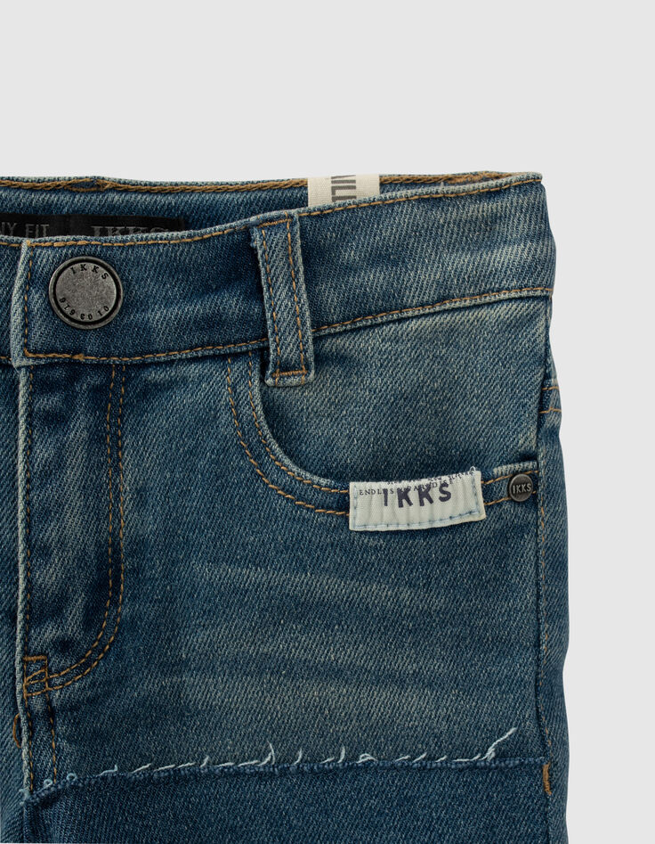Boys’ blue denim patchwork-style Bermuda shorts-5