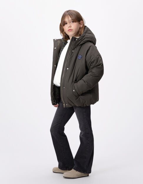 Kaki gevoerde parka luipaard-hartjesmotief meisjes - IKKS