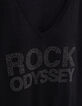 Women's long-sleeved black lurex knit sweater with studded message-3