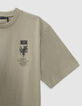 T-shirt kaki coton bio surfeurs et palmiers dos garçon-5