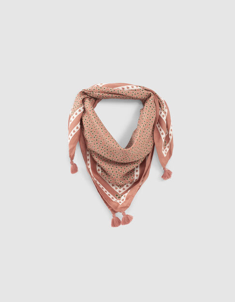 Girls’ rosewood star motif square scarf
