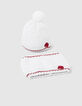 Cremeweiße Strickmütze und -snood für Babymädchen-2