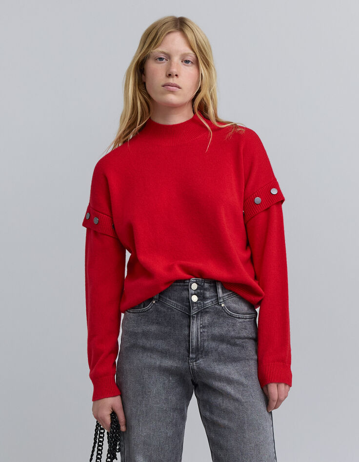 Gebreide damestrui met studs op de armsgaten-2 Gebreide damestrui met studs op de armsgaten-2