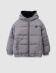 Plumas reversible negro pata de gallo y sherpa niña-5