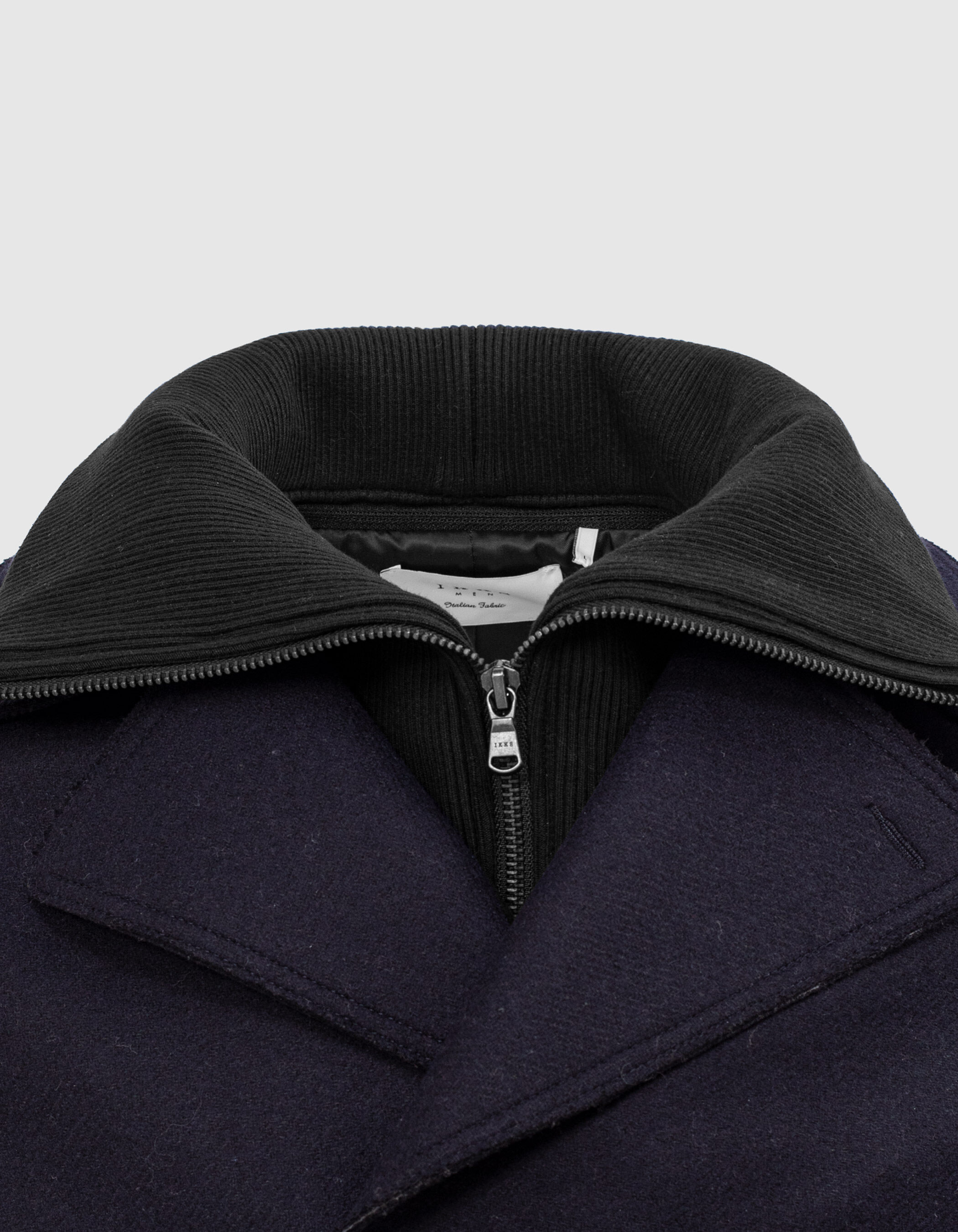 Caban court marine en laine recycl e homme