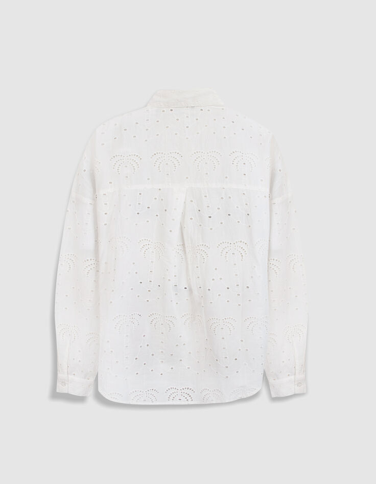 Wit damesshirt met geborduurde Engelse palm-7
