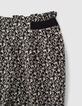 Zwarte vloeiende broek Ecovero® lelieprint meisjes-2
