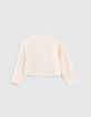 Cremewei&szlig;es M&auml;dchen-Sweatshirt aus Flauschstrick-3