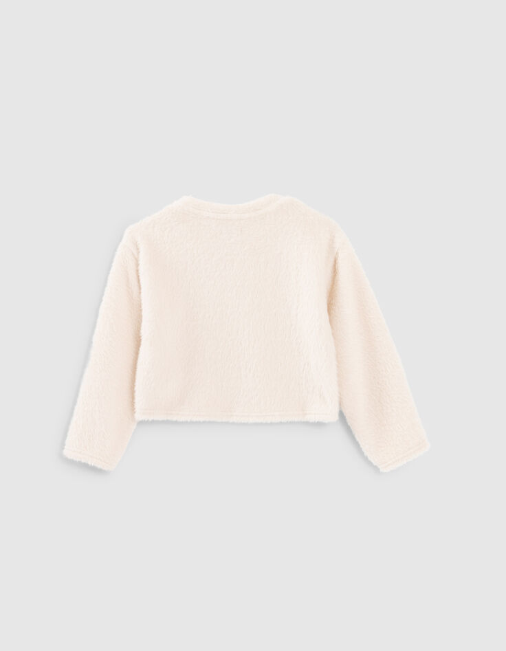 Cremewei&szlig;es M&auml;dchen-Sweatshirt aus Flauschstrick-3