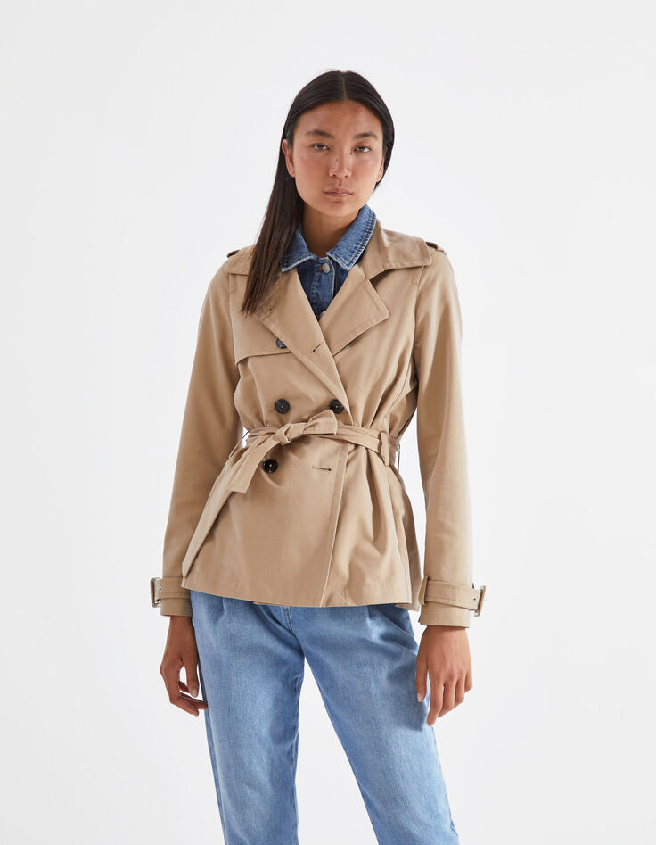 Trench doble pechera denim mujer-2