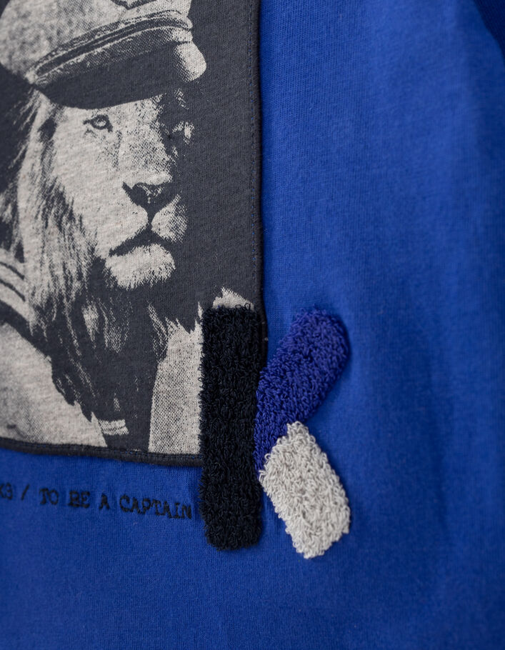 T-shirt bleu électrique visuel lion bébé garçon-7