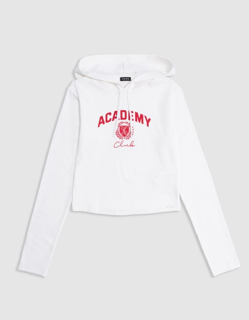 Ecru t-shirt with rib knit hood and girl's message Ecru t-shirt with rib knit hood and girl's message - IKKS