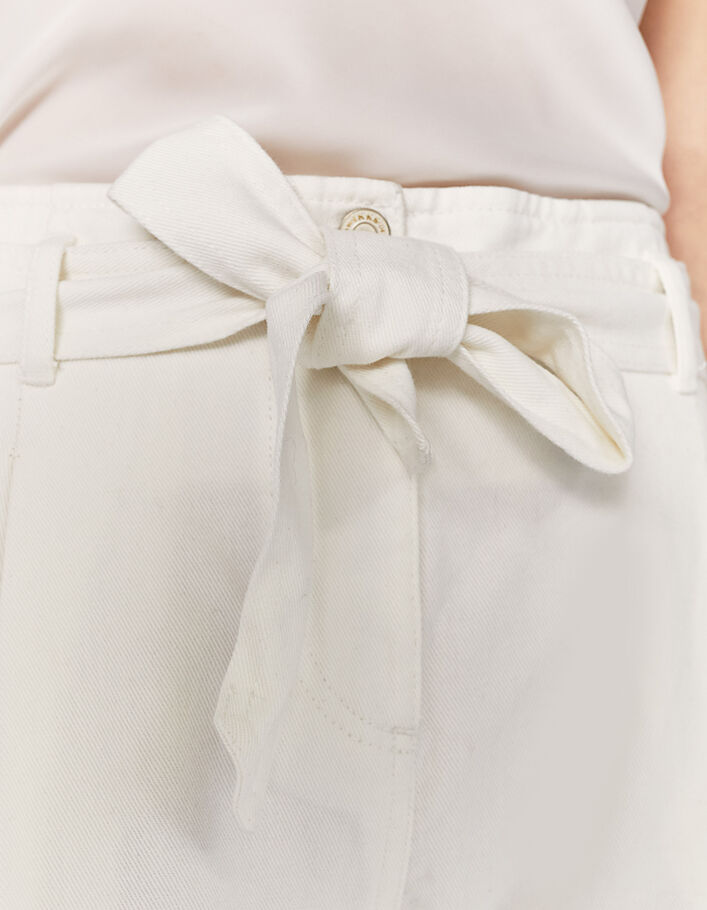 Women’s white organic high-waist paperbag jeans + belt - IKKS