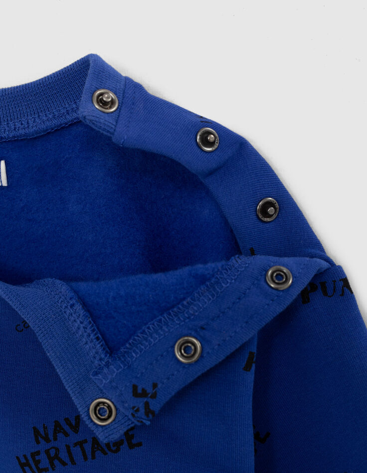 Sweat bleu avec print tampons bébé garçon -4