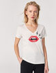 Weißes Damen-T-Shirt  mit Acid-Wash-Optik und Lippen-Motiv-2