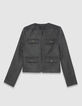 Women’s grey woolcloth box jacket with diamanté buttons-5