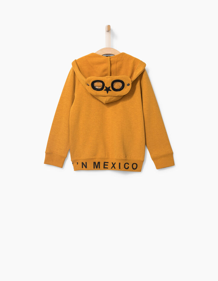Cardigan jaune à lunettes sur capuche garçon-3