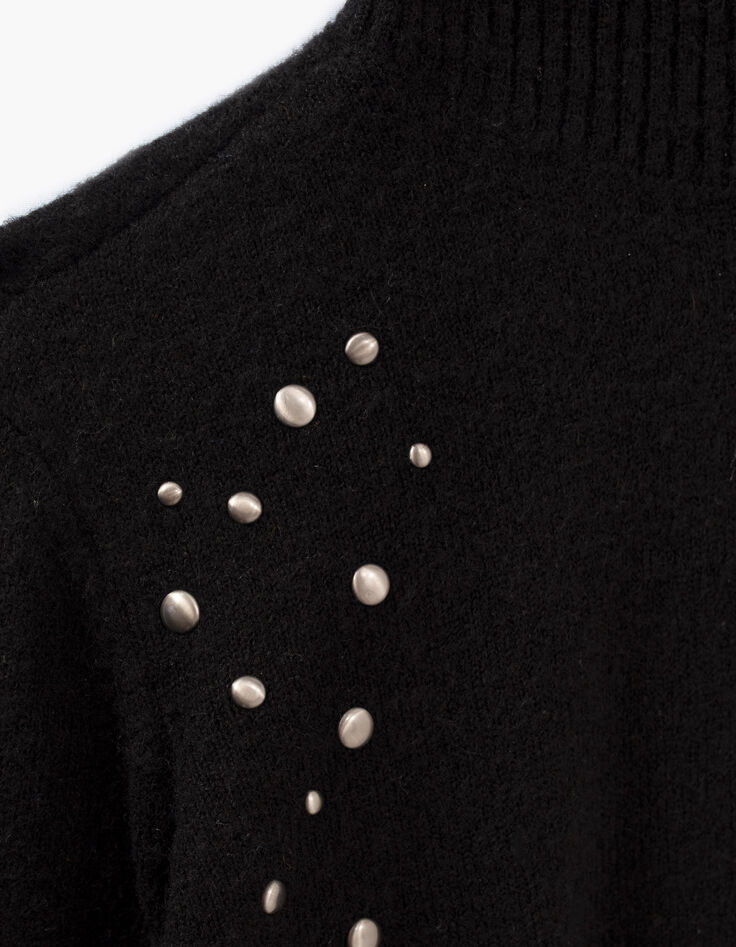 Black studded high collar dress-2