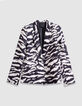 Women's black zebra print suit jacket-3