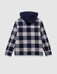 Sobrecamisa azul marino cuadros capucha extraíble niño-5