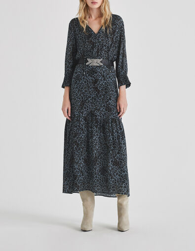 Lange blauwe jurk LENZING™ ECOVERO™ rock-luipaard Dames - IKKS