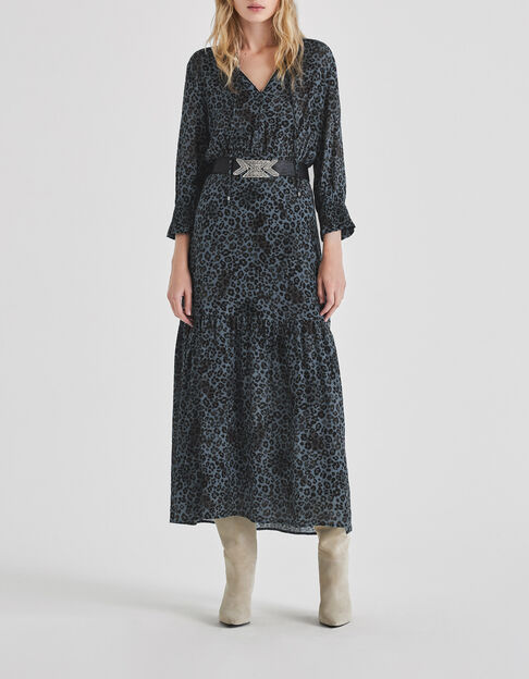 Lange blauwe jurk LENZING™ ECOVERO™ rock-luipaard Dames - IKKS