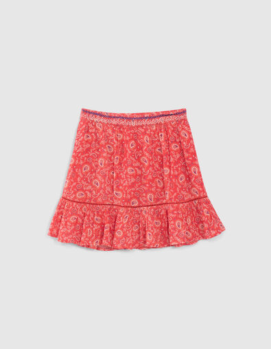 Jupe rouge imprimé cachemire fille - IKKS