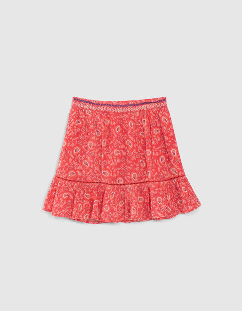 Falda roja estampado cachemira niña - IKKS