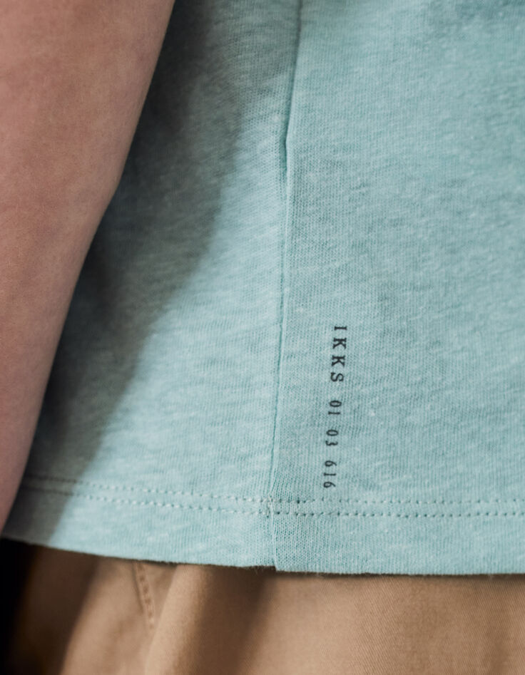 Wassergr&uuml;nes Herren-T-Shirt aus Baumwolle und Hanf-5