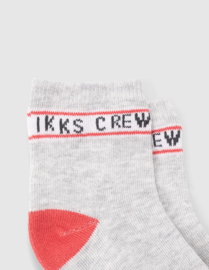 Graue, rote und weiß gestreifte Socken für Babyjungen-5