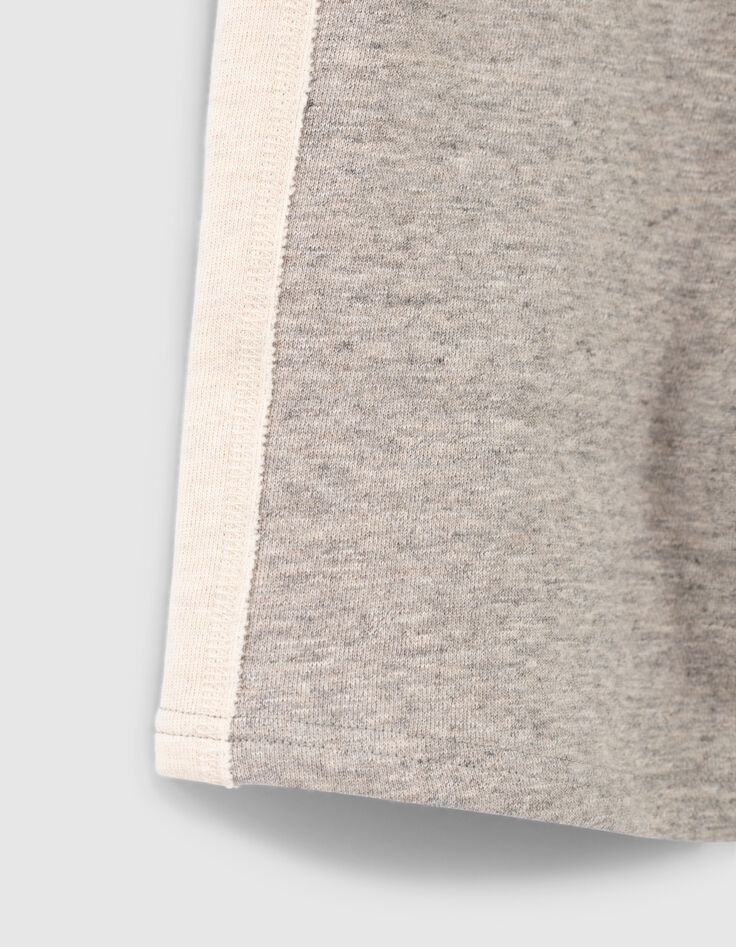 Graue Jungensweatbermudas mit beigen Seitenb&auml;ndern-5