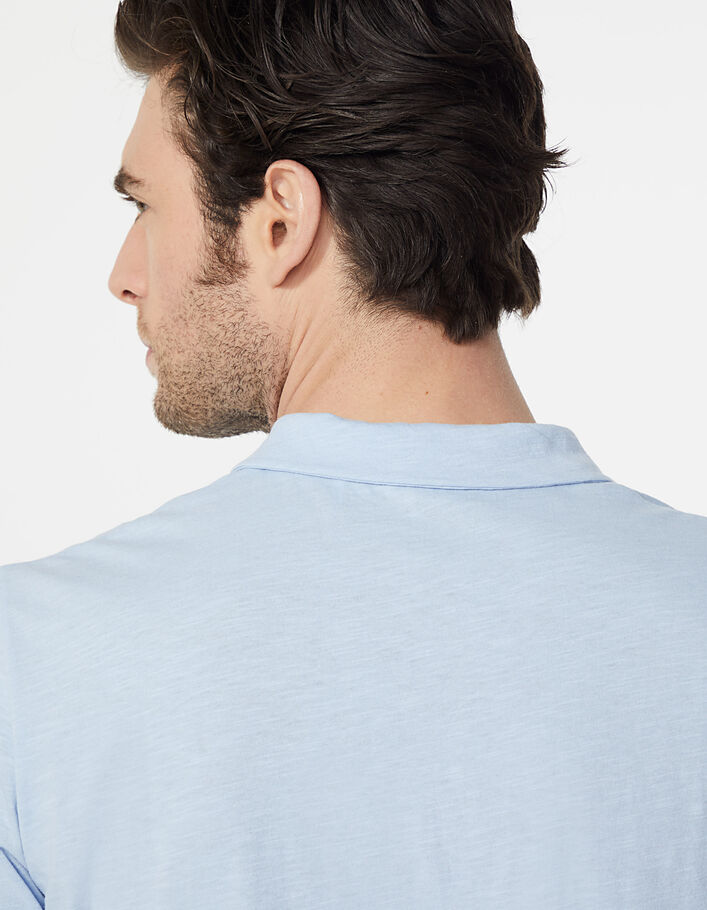 Graublaues Herrenpoloshirt aus geflammter Baumwolle - IKKS