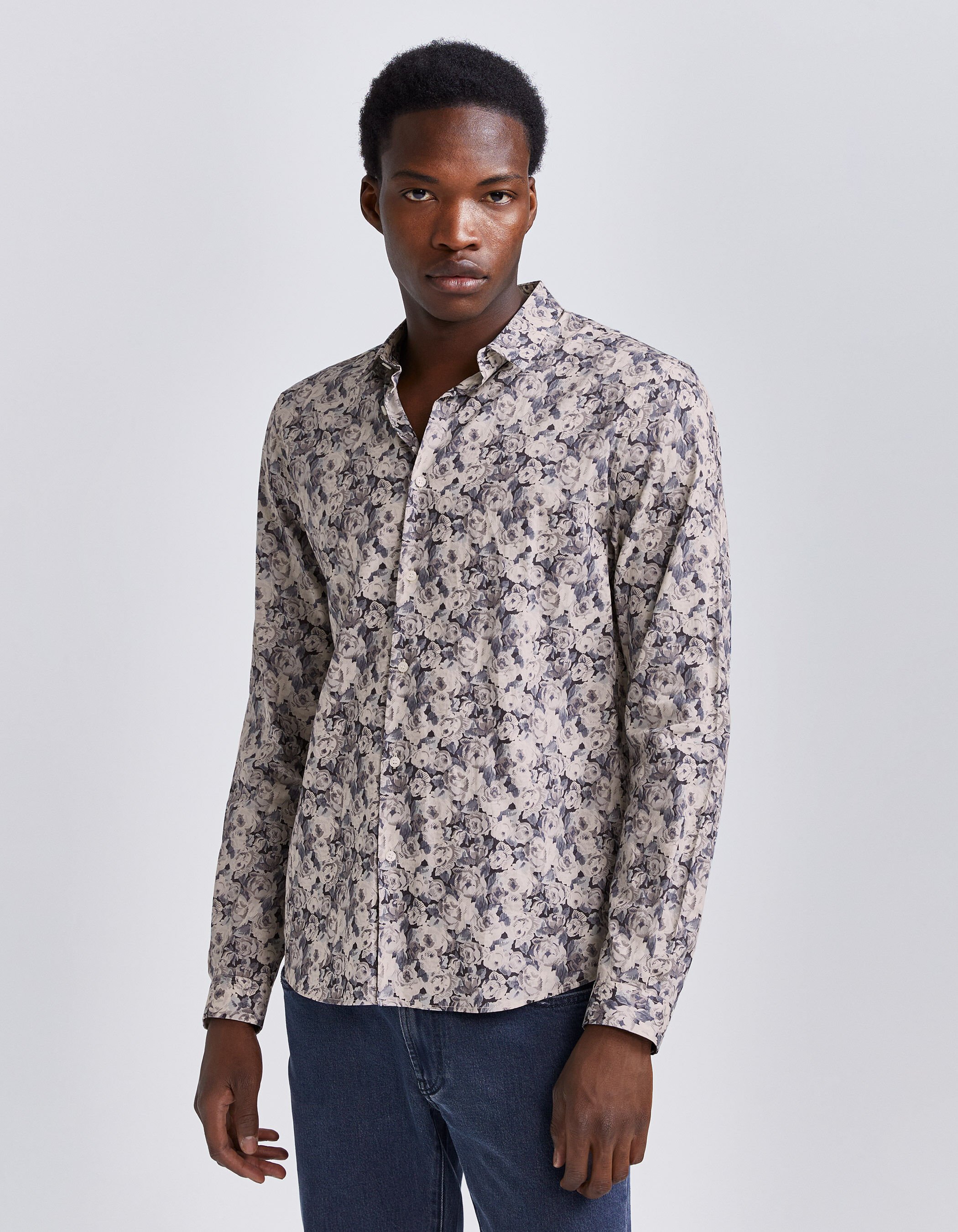 Chemise SLIM acier tissu Liberty roses Homme
